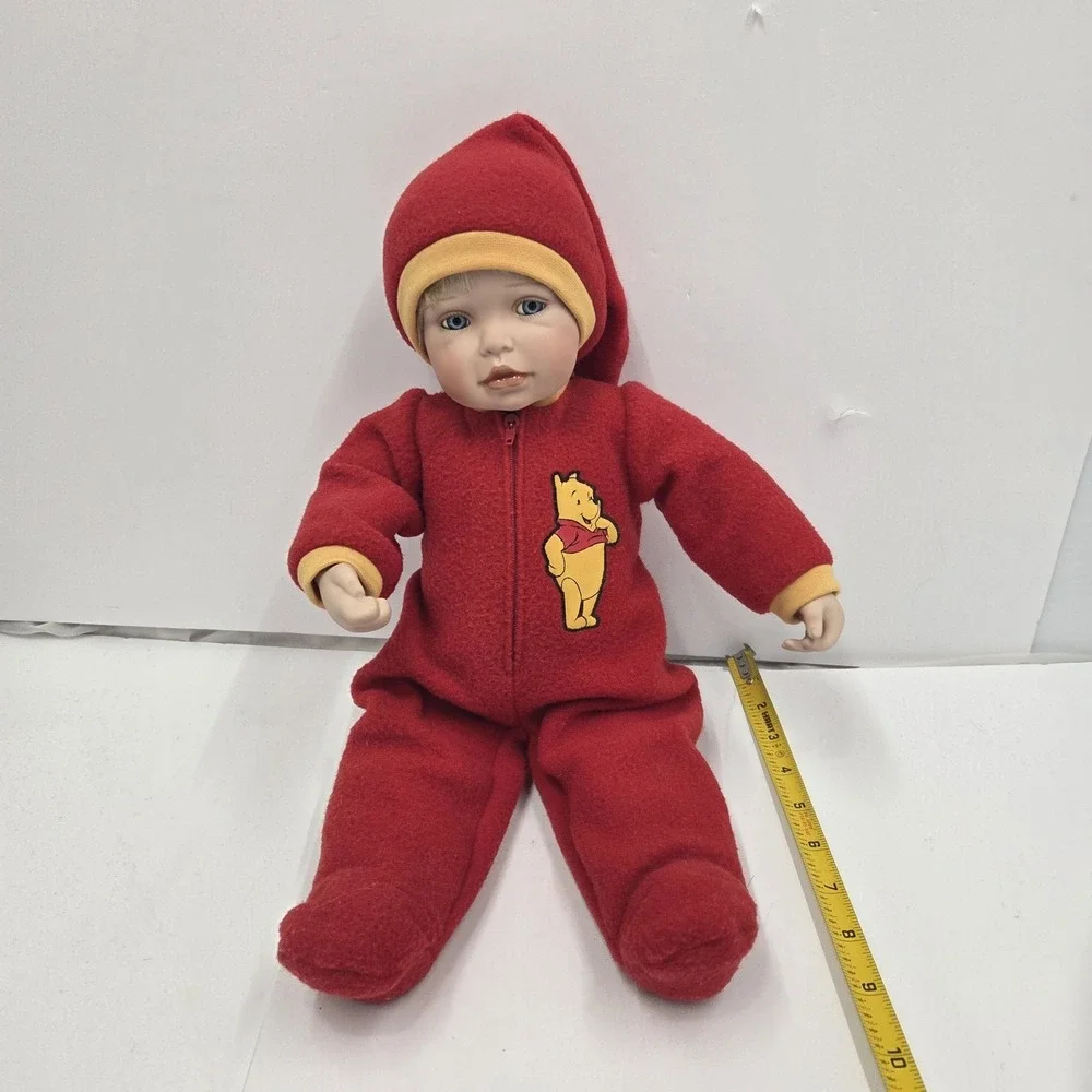 Ashton Drake Disney Porcelain Baby Doll Winnie The Pooh Red Sleeper Vintage 18